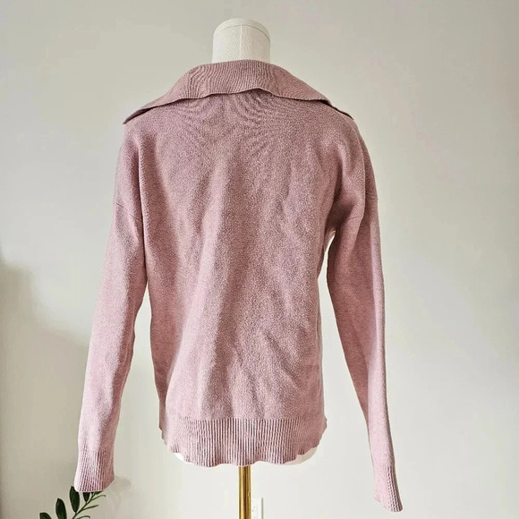 Dusty rose mauve Size M collared sweater knit top long sleeve - Picture 3 of 6